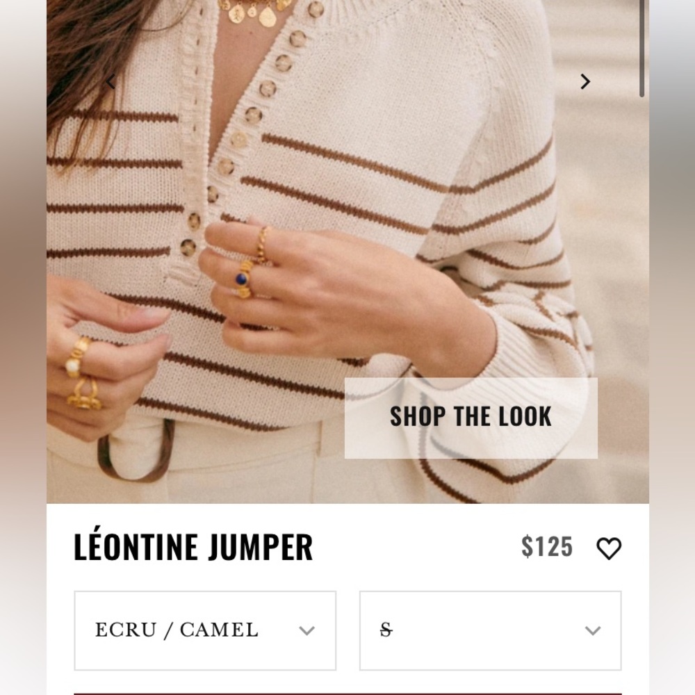 Sezane Ecru and Camel Striped Sweater